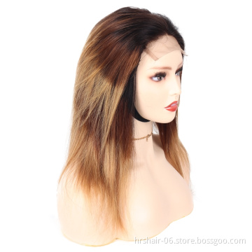 Wholesale Glueless Wigs Cheap Brazilian Hair T1B/4/27 Ombre Color 4x4 Lace Closure Raw straight Human Hair Lace Front Wigs